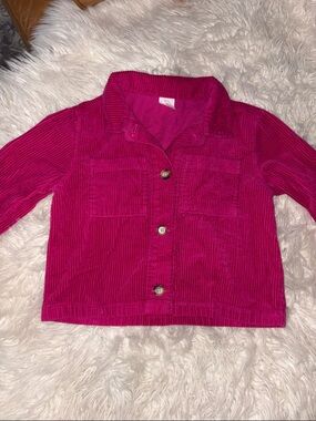 Fuchsia Corduroy Button-Up Jacket